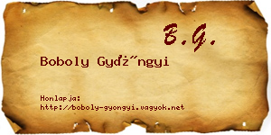 Boboly Gyöngyi névjegykártya